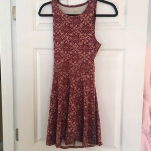 Fun boho print Hollister skater dress w open back